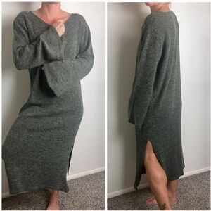 TO THE SEA Green Sweater Knit Maxi Dress Wool Blend Free Size